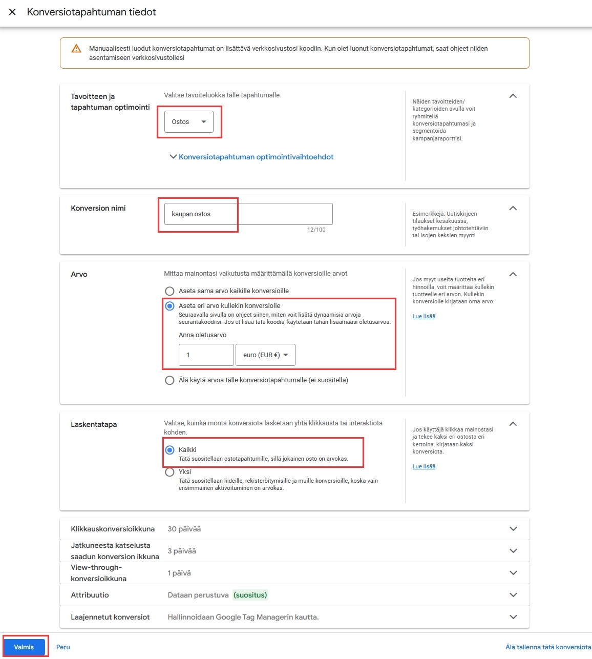 google-ads-konversiotapahtuman-asetukset
