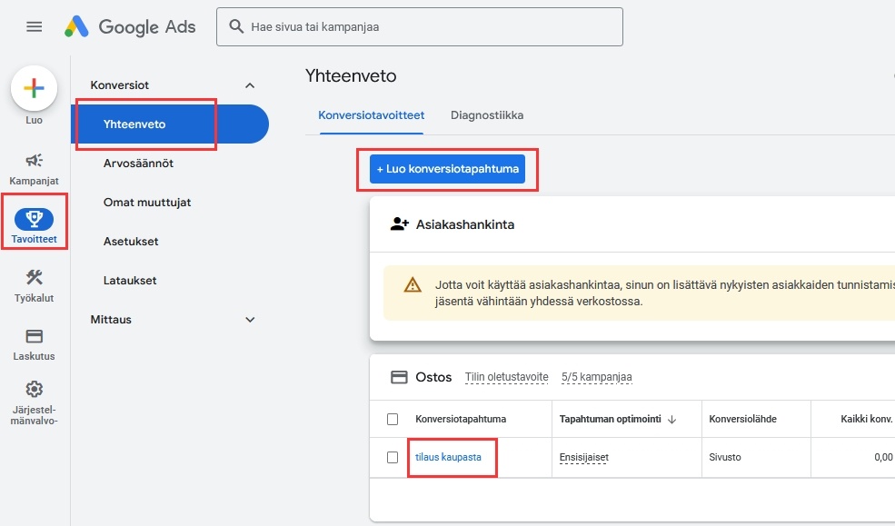 google-ads-konversiotapahtuman-lisaaminen